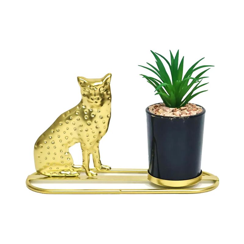 TOPSOC - Adorno Metálico Centro Mesa Cheetah 12 cm