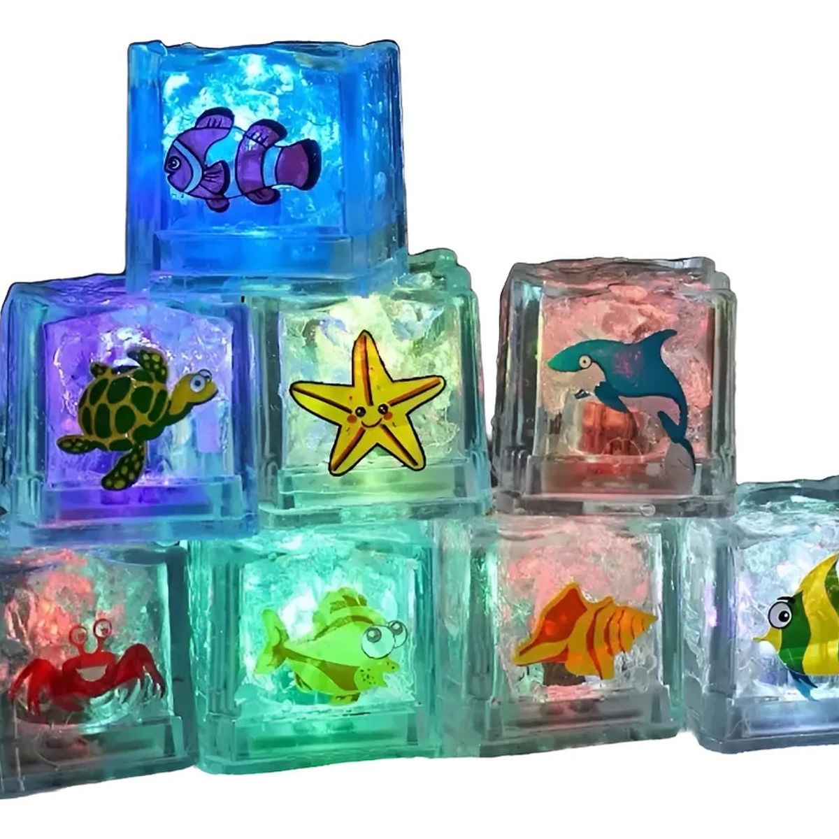 GENERICO - Juguete De Baño Set 8 Pcs Cubitos De Hielo Con Luz