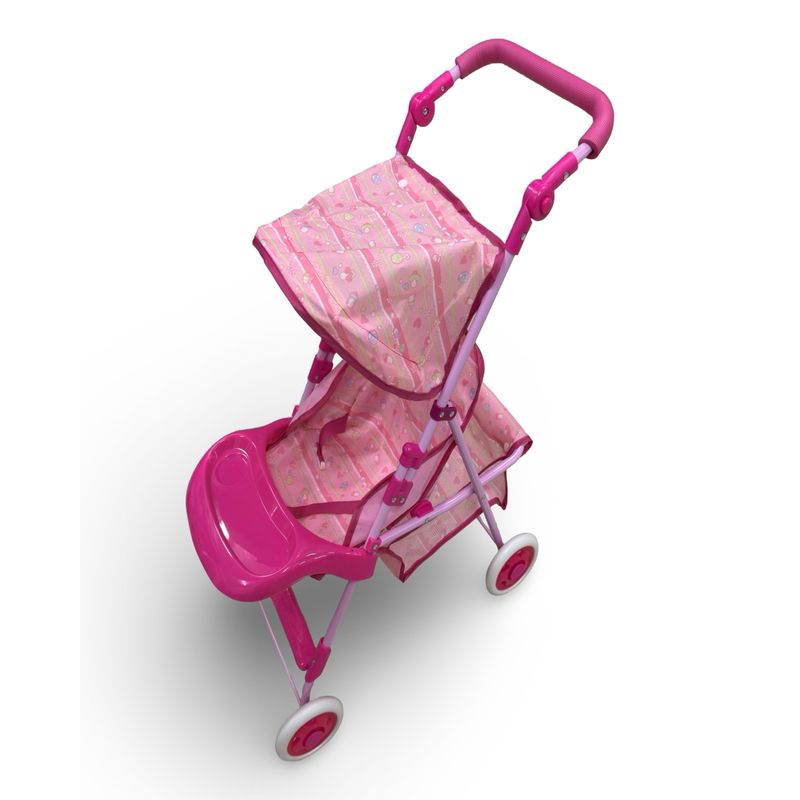 GENERICO - COCHE SIMPLE METALICO GRANDE DISEÑO ROSADO