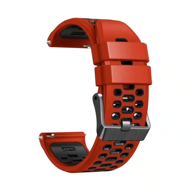 GENERICO - Correa Silicona para Reloj Suunto 7 / 9 / 9 Baro / D5 – Rojo con Negro