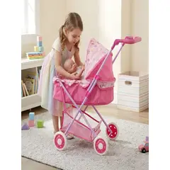GENERICO - Coche para Muñecas Tipo Moisés con Canasto y Toldo Ajustable
