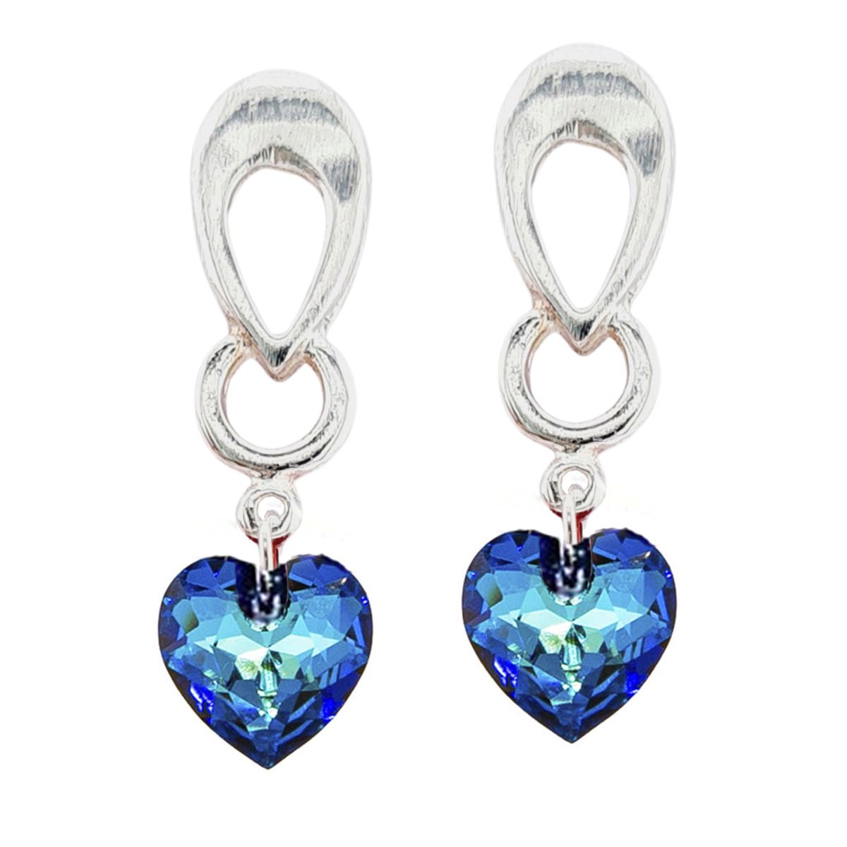 JOYAS MONTERO - Aros Amor Baño Oro Blanco creado con cristales de Swarovski® Bermuda Blue
