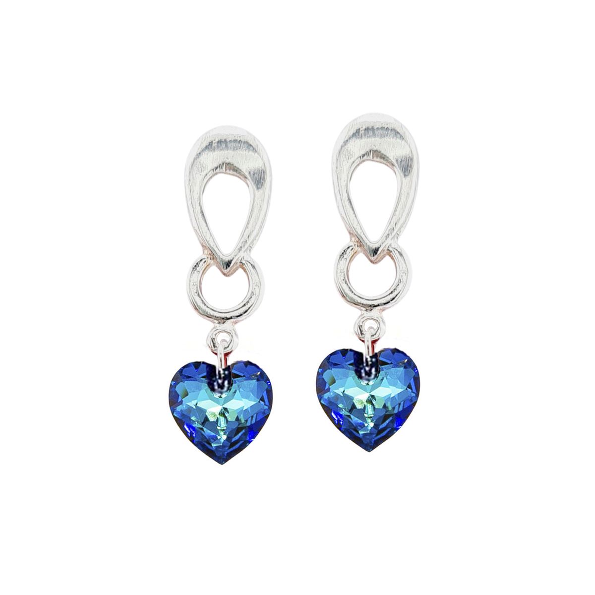 JOYAS MONTERO - Aros Amor Baño Oro Blanco creado con cristales de Swarovski® Bermuda Blue