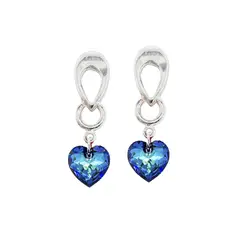 JOYAS MONTERO - Aros Amor Baño Oro Blanco creado con cristales de Swarovski® Bermuda Blue