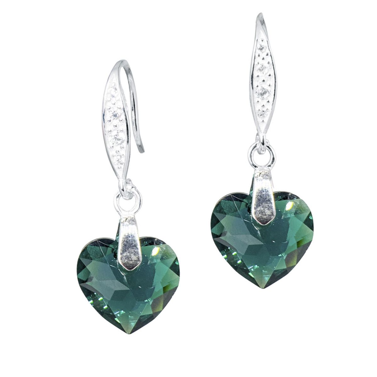 JOYAS MONTERO - Aros Amor Plata 925 creado con cristales de Swarovski® Emerald