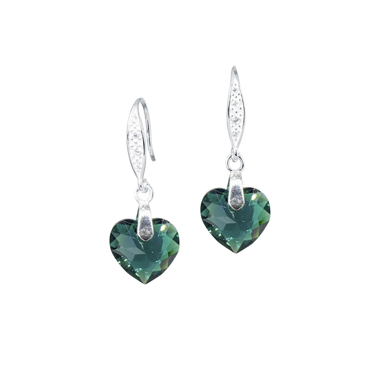 JOYAS MONTERO - Aros Amor Plata 925 creado con cristales de Swarovski® Emerald