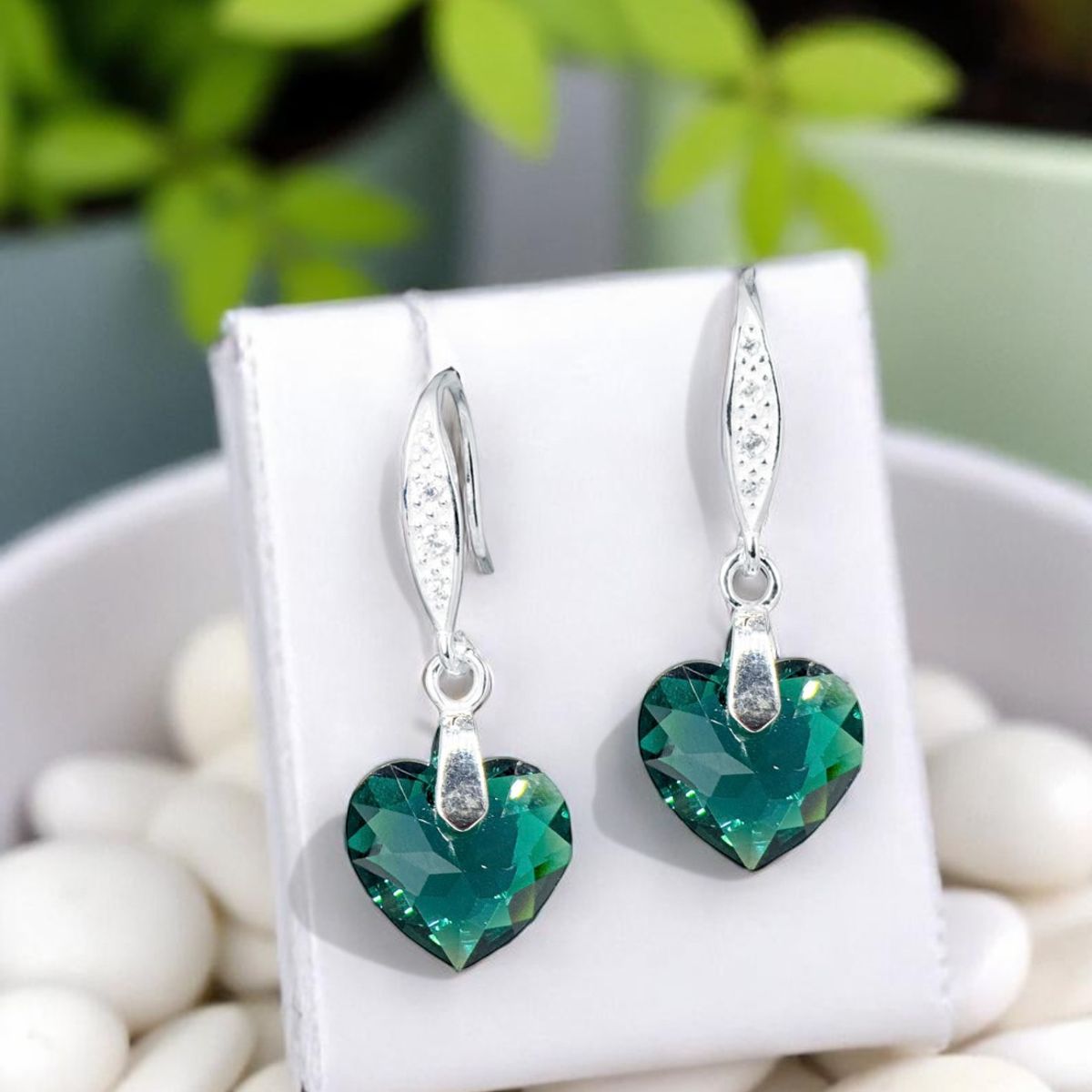 JOYAS MONTERO - Aros Amor Plata 925 creado con cristales de Swarovski® Emerald