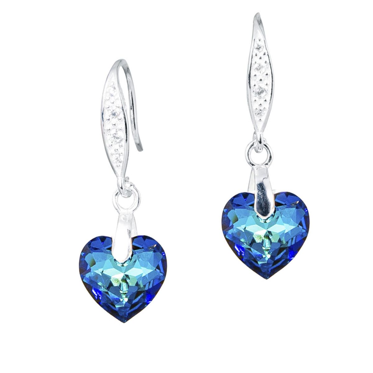 JOYAS MONTERO - Aros Amor Plata 925 creado con cristales de Swarovski® Bermuda Blue