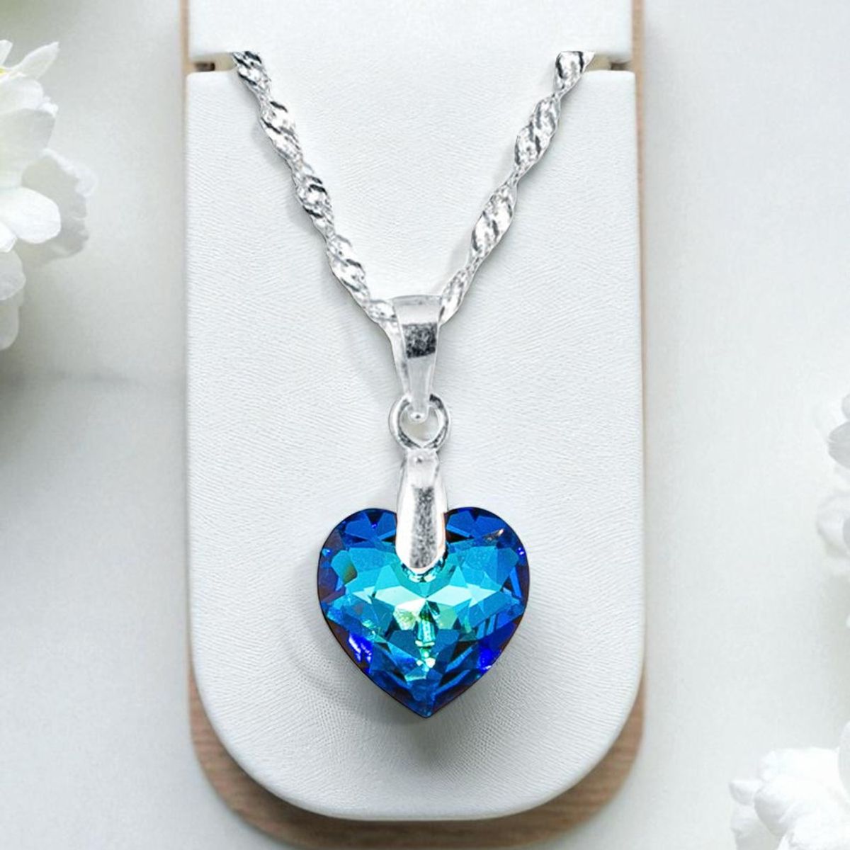 JOYAS MONTERO - Collar Amor Plata 925 creado con cristales de Swarovski® Bermuda Blue