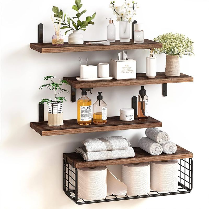 ATURE - Estante De Almacenamiento De Pared Para Baño De 4 Niveles