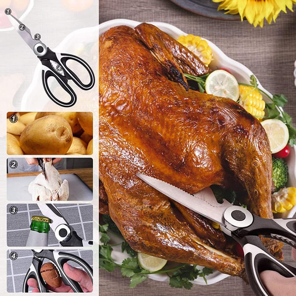 GENERICO - 2pcs Tijeras De Cocina Multifunción Tijera Para Cortar Pollo
