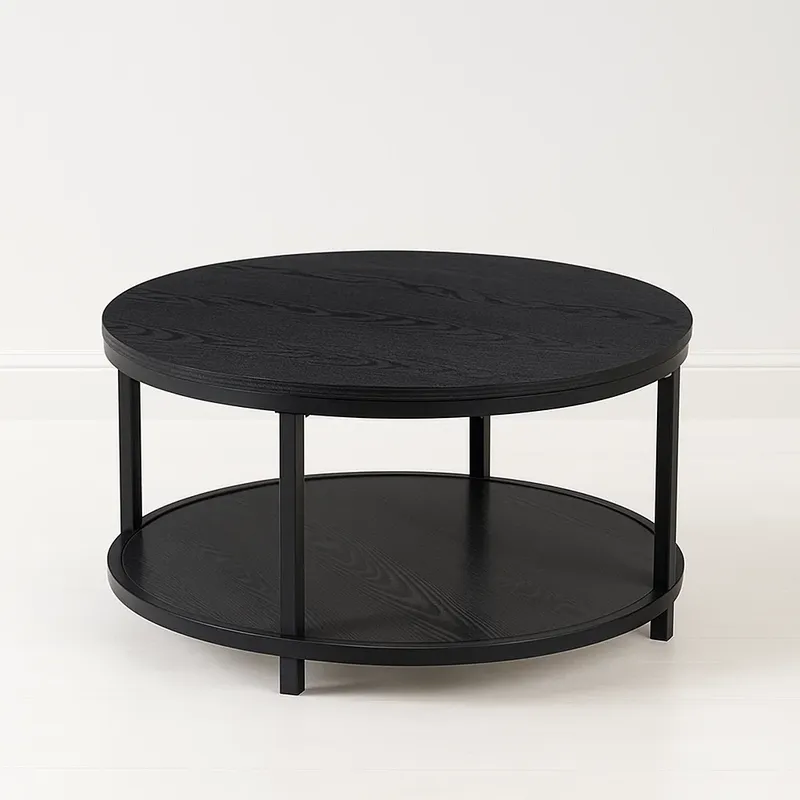 KLIK - Mesa de Centro Redonda Negra - Diseño Moderno con Doble Nivel