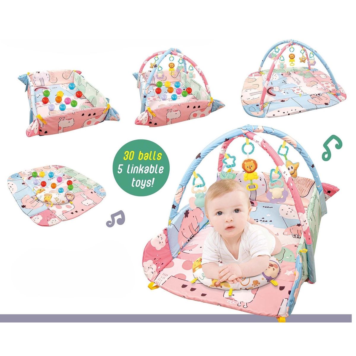 TATEE - Gimnasio Alfombra de Actividades Musical para Bebe 5 en 1