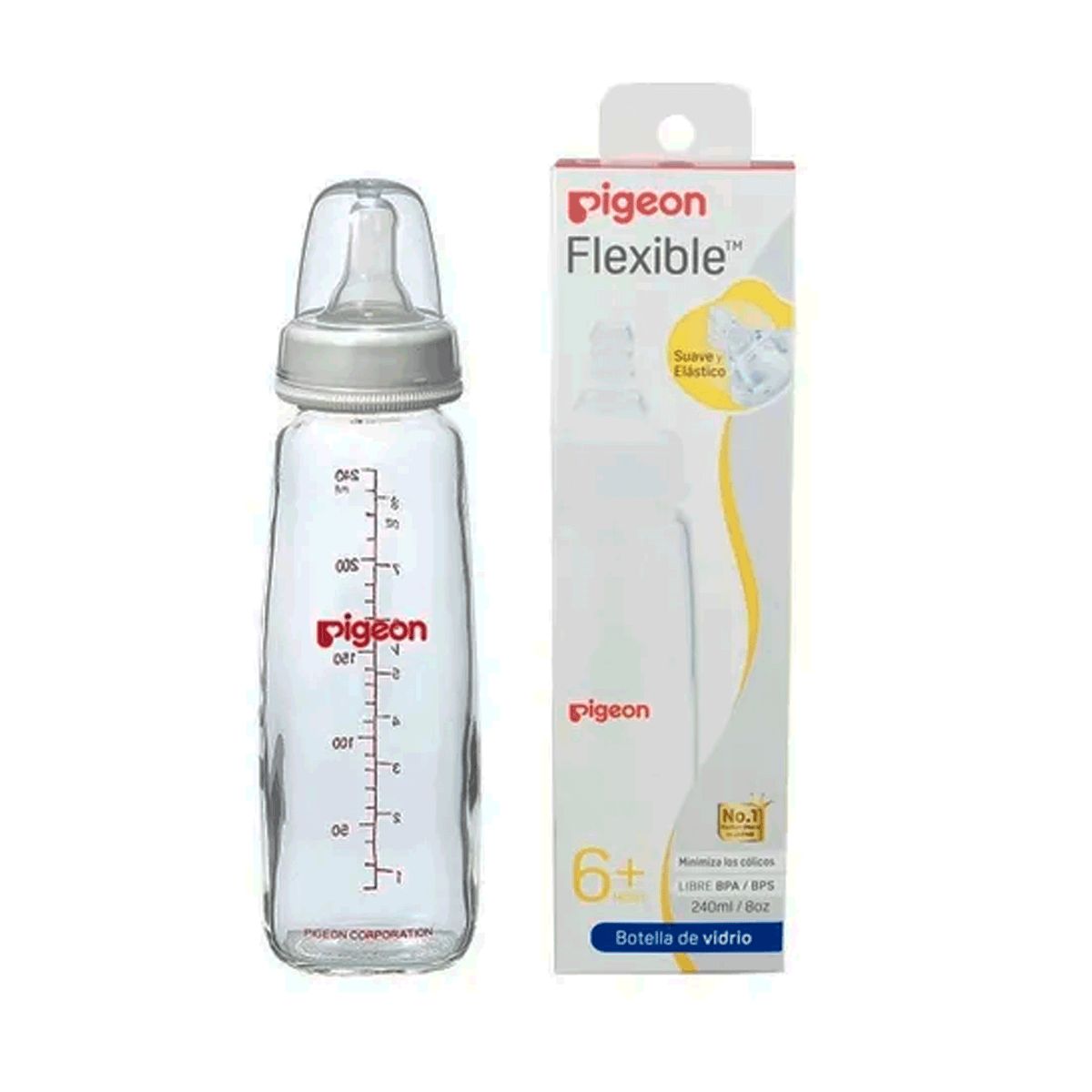 PIGEON - Mamadera Vidrio 240Ml Flexible Edad6+m Pigeon