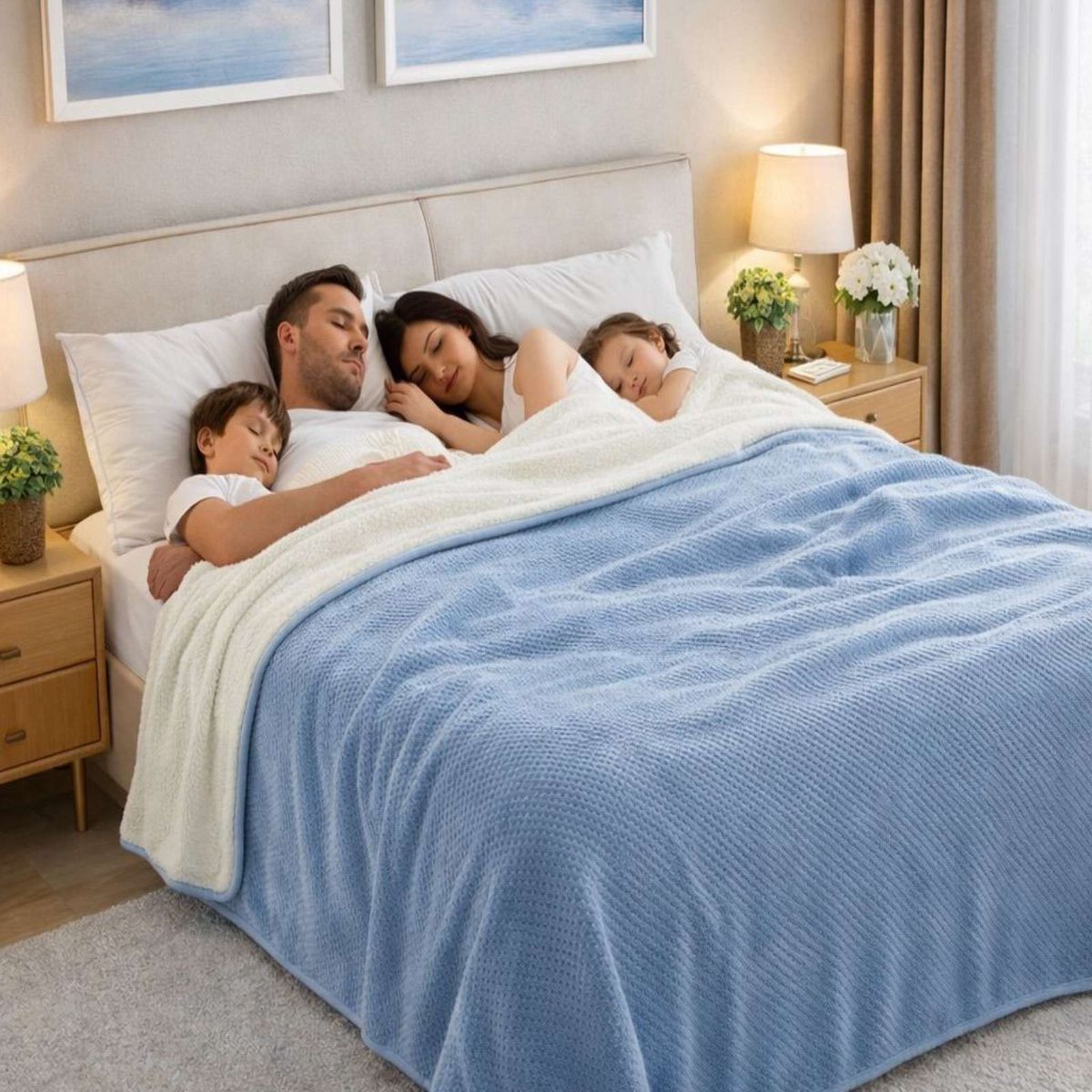 GENERICO - FRAZADA CON CHIPORRO  2 PLAZA 200X230cm Celeste