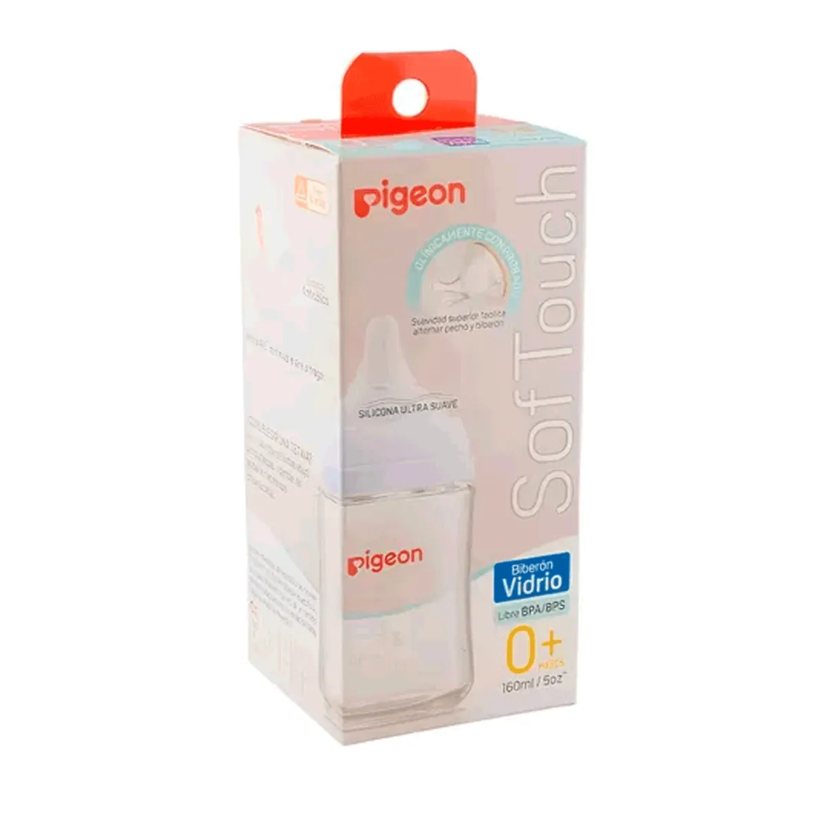 PIGEON - Mamadera Vidrio Softouch Boca Ancha 160ml Edad0+m Pigeon
