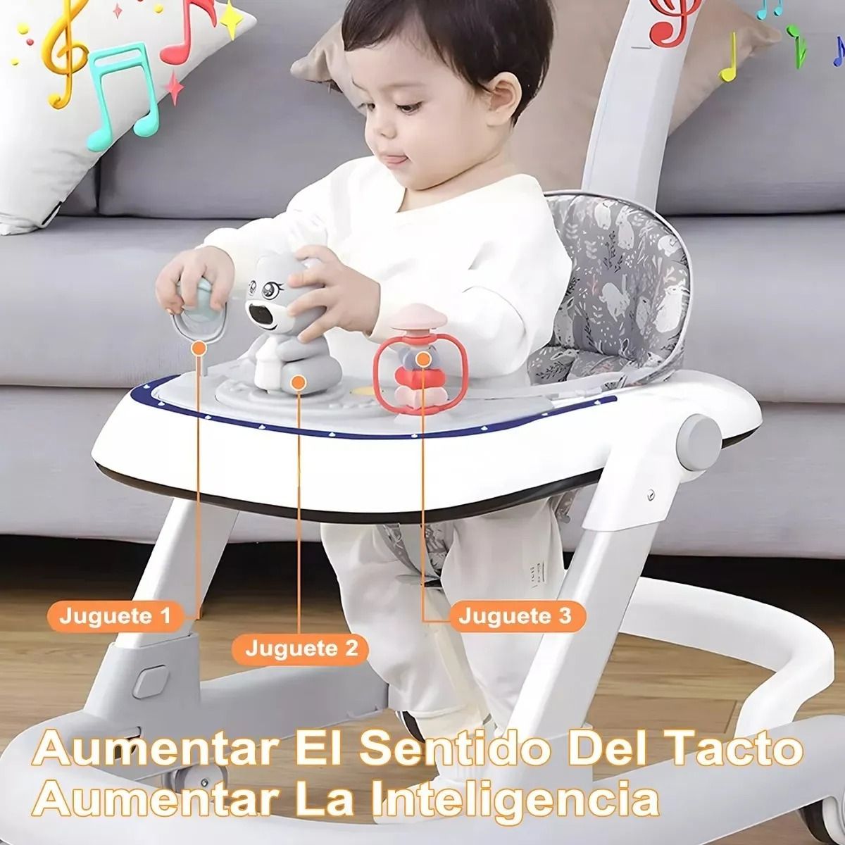 TATEE - Caminador Andador cochecito Musical Multifuncional 6 en 1
