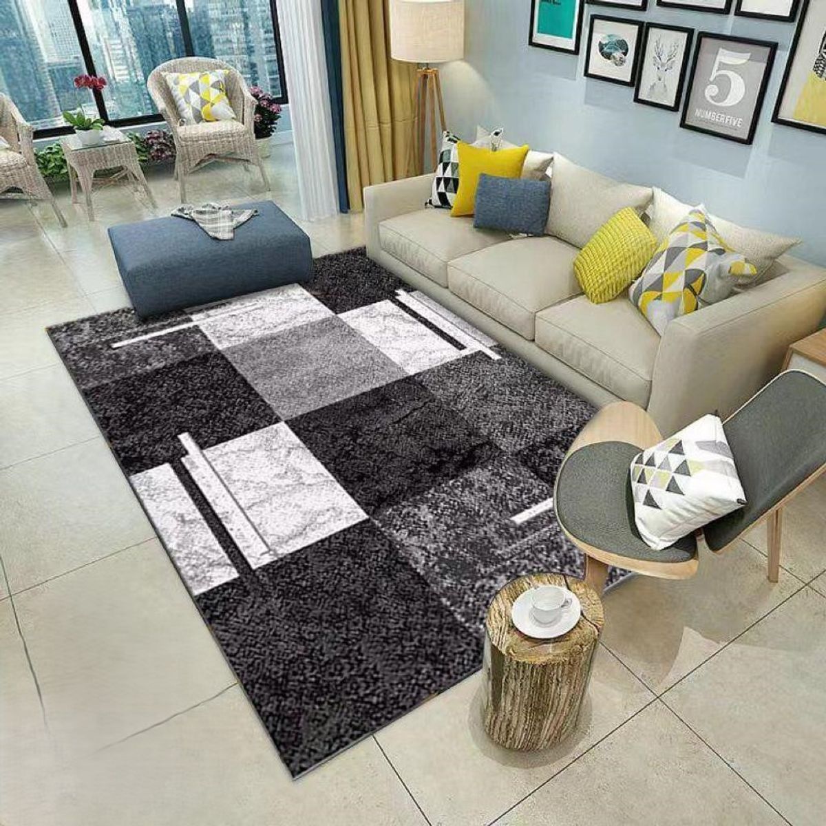 GENERICO - Alfombras Para Living con Diseños Tridimensionales Antideslizante