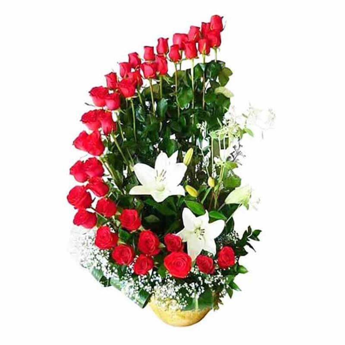 GENERICO - Arrimo con 38 Rosas y Lilium