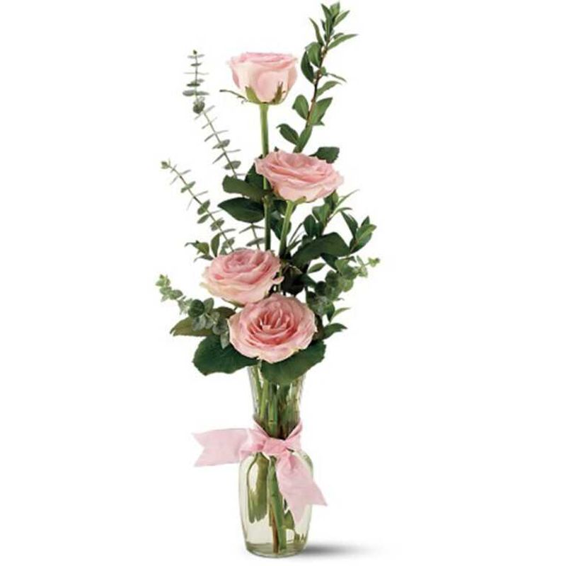 GENERICO - Florero con 4 Rosas Rosado