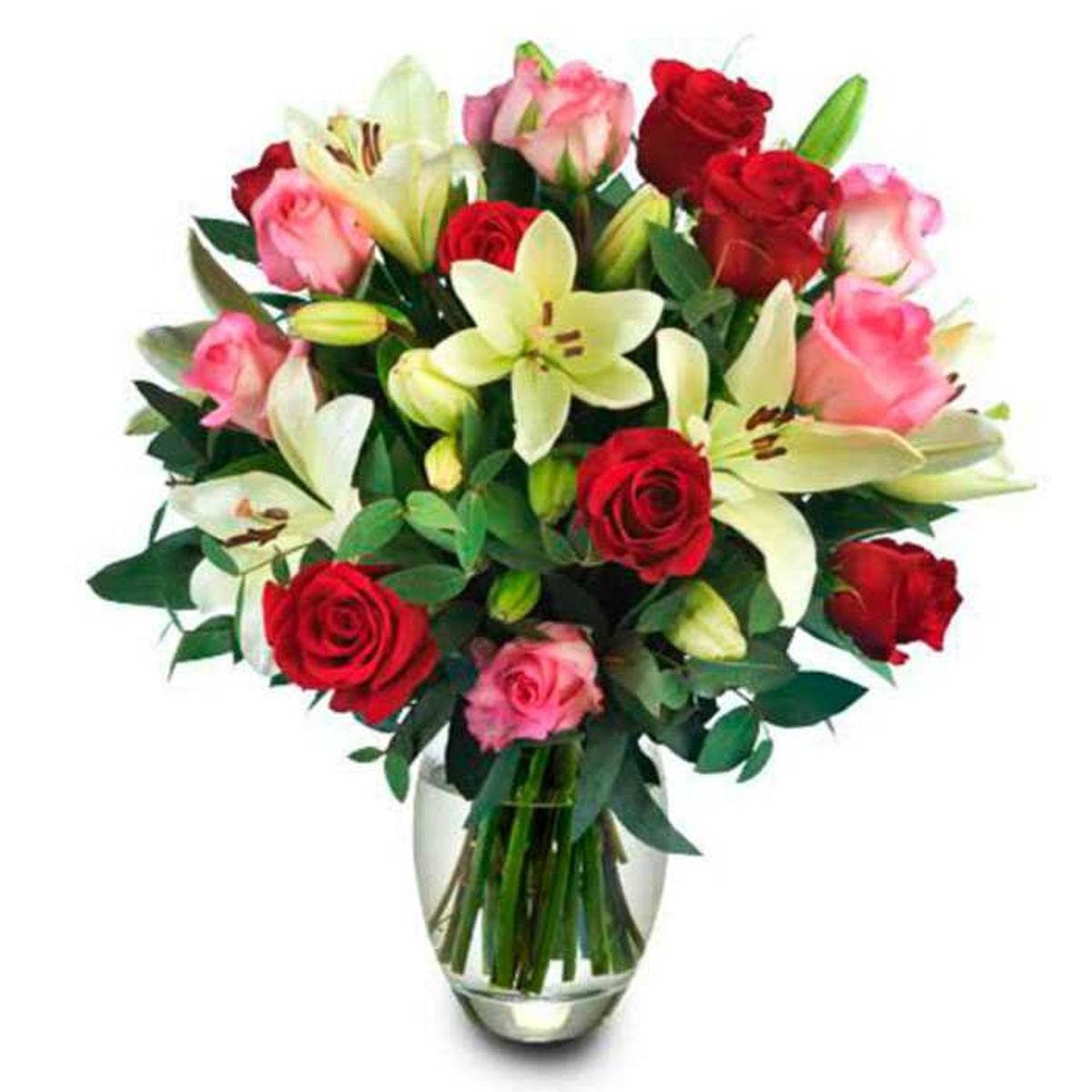 GENERICO - Rosas y Lilium en Florero