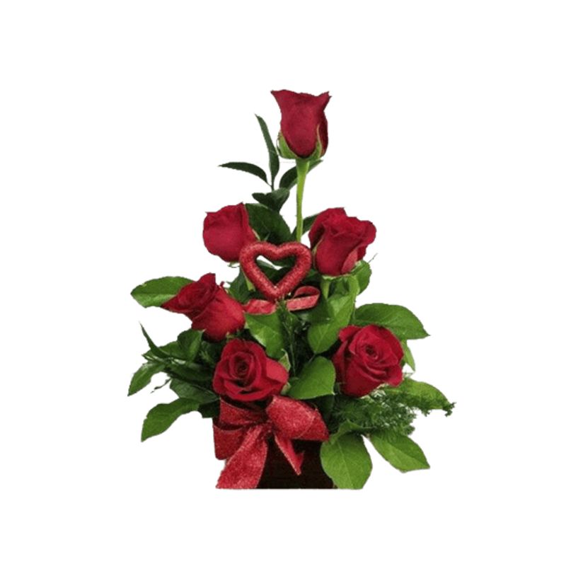 GENERICO - Base de 6 Rosas Rojas en escala