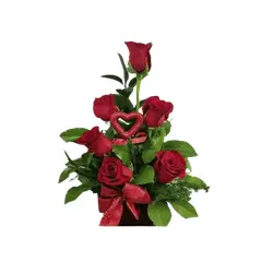 GENERICO - Base de 6 Rosas Rojas en escala