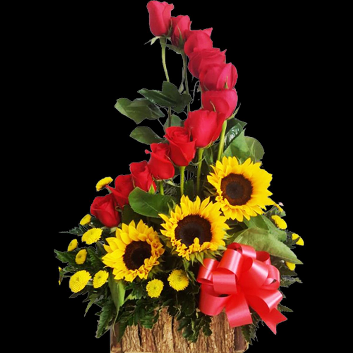 GENERICO - Espiral de 12 Rosas y 3 Girasoles