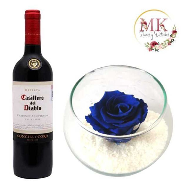 GENERICO - Rosa Preservada Azul y Vino