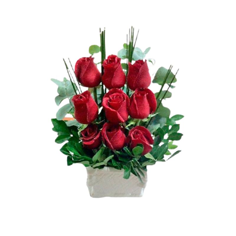 GENERICO - Base de 9 Rosas Rojas en Escala
