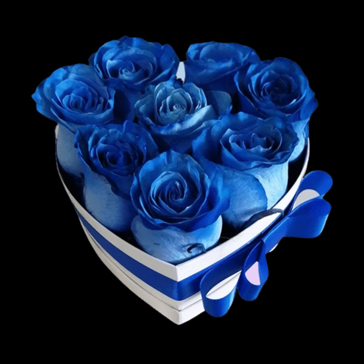 GENERICO - Box Corazón de 8 Rosas Azules