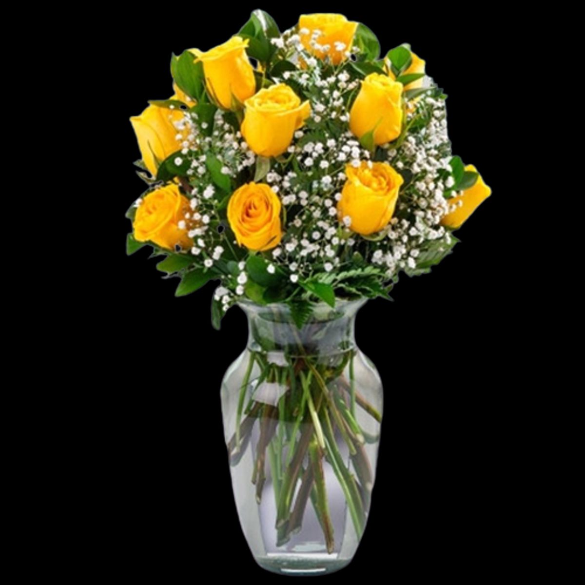 GENERICO - Florero de 15 Rosas Amarillas