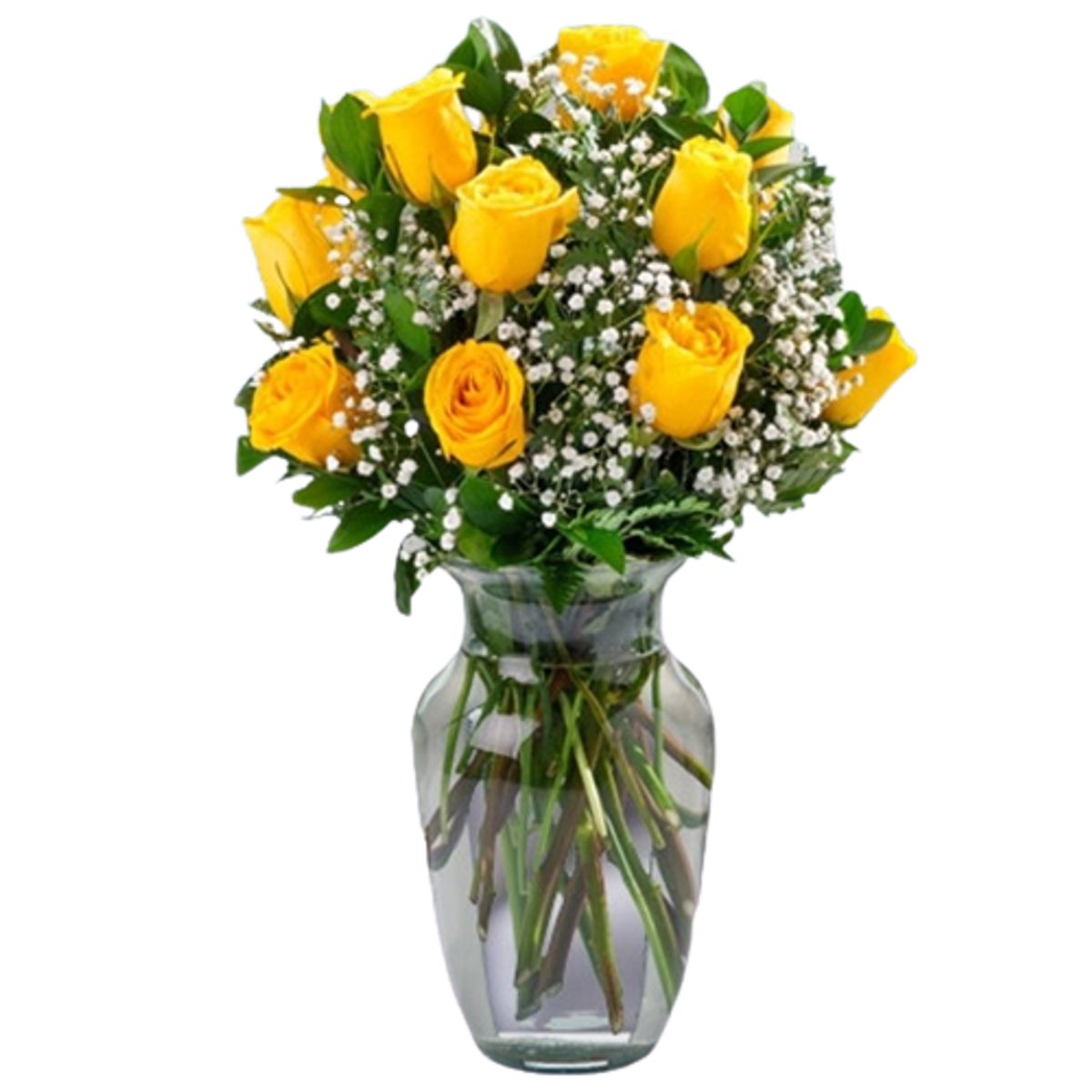 GENERICO - Florero de 15 Rosas Amarillas