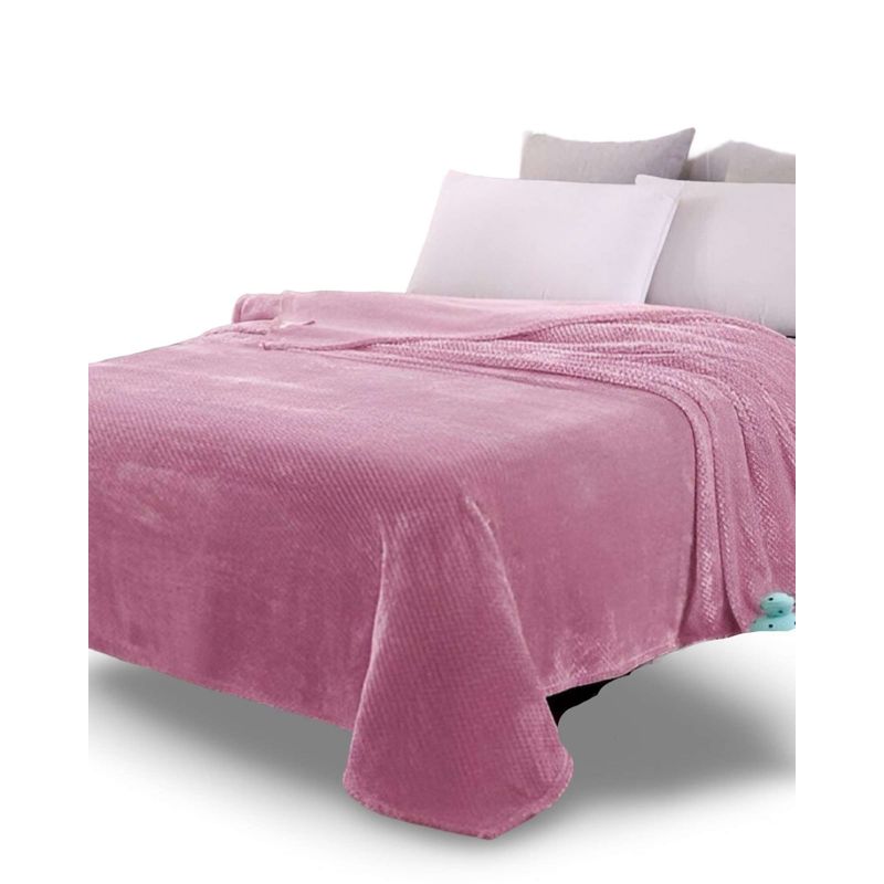 GENERICO - MANTAS ELEGANTES DE INVIERNO ROSADO  2 PLAZAS