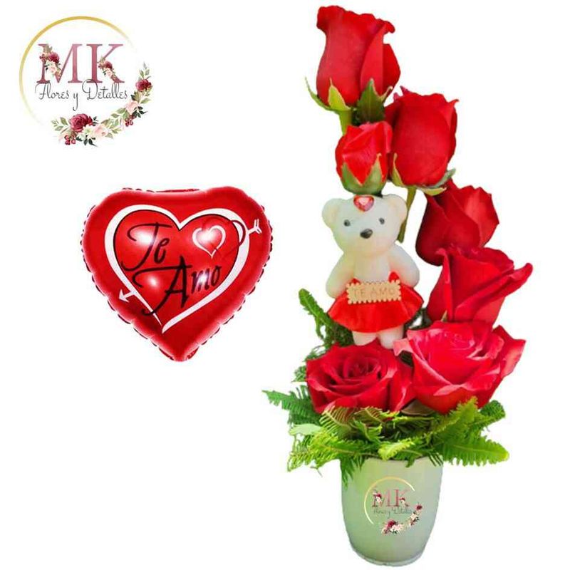 GENERICO - Taza de 6 Rosas Peluchito y Globito