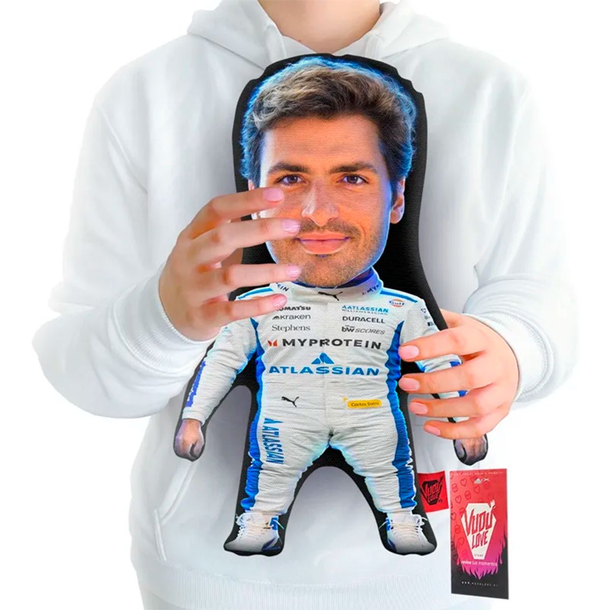 VUDU LOVE - Cojín Carlos Sainz Chiquito F1 Williams Racing 40x30cm Vudú Love