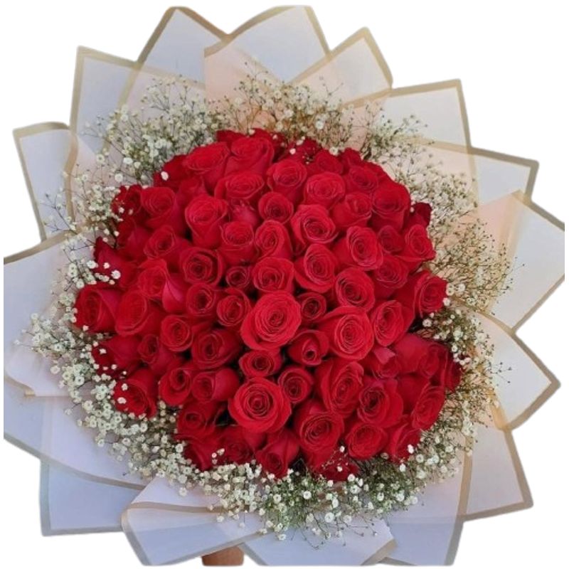 GENERICO - Ramo de 75 Rosas Rojas con ilusión