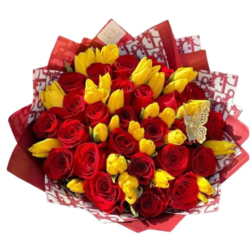 GENERICO - Ramo de 24 Rosas y 20 Tulipanes