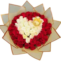 GENERICO - Ramo de 45 Rosas Blanco y Rojo