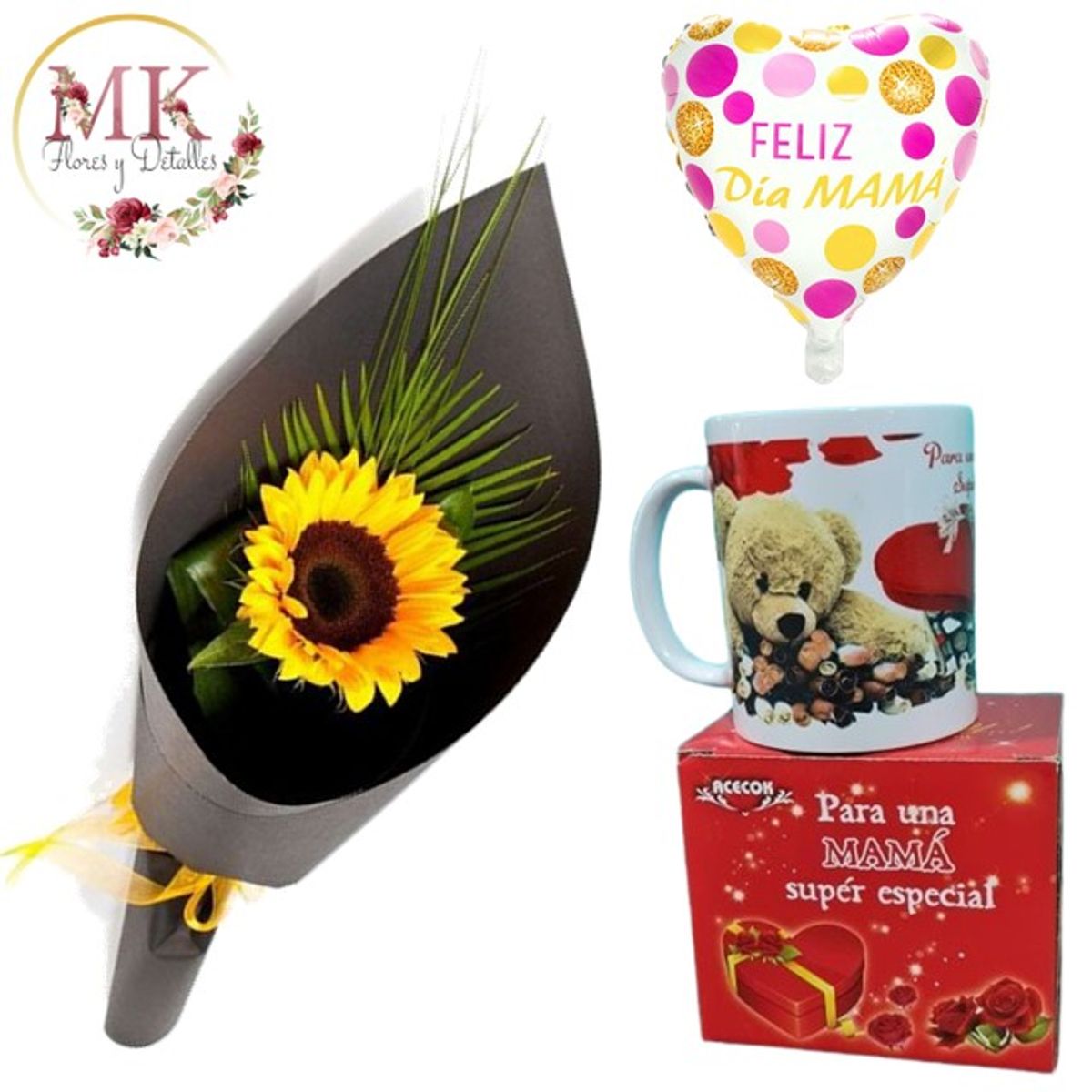 GENERICO - Girasol Decorado Taza Día de la Mamá y Globo