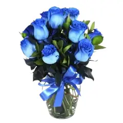 GENERICO - Florero de 8 Rosas Azules