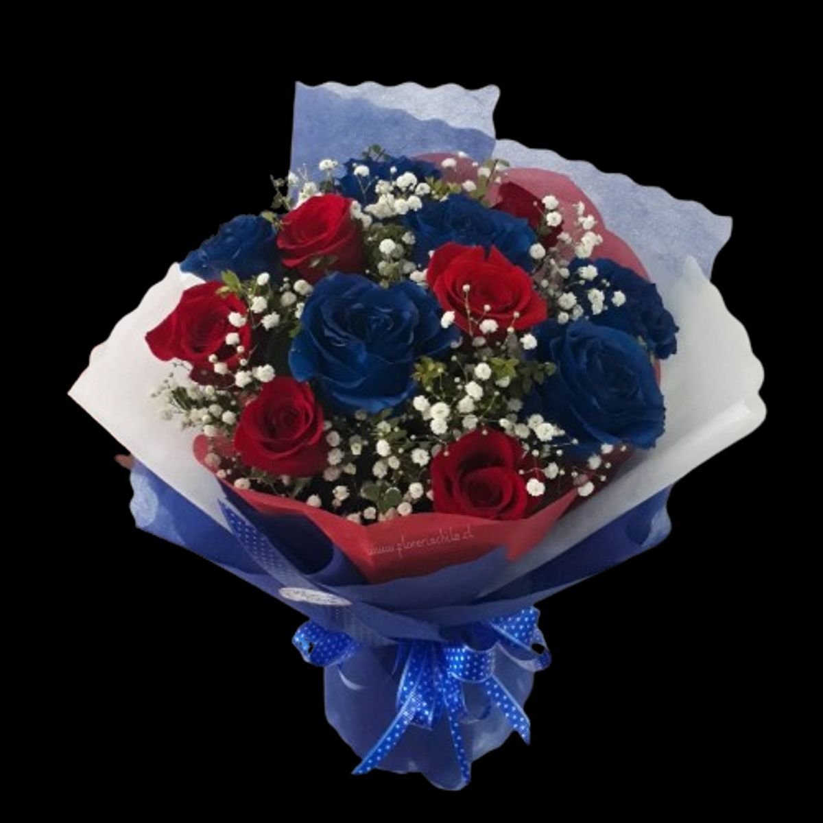 GENERICO - Ramo de 5 Rosas Azules y 5 Rosas Rojas con Ilusión