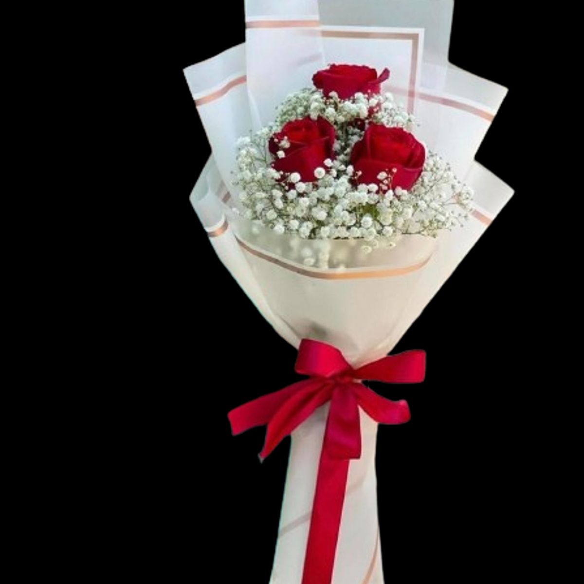 GENERICO - Bouquet de 3 Rosas Rojas con Ilusión