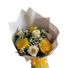 GENERICO - Bouquet de 6 Rosas Amarillas y Blancas
