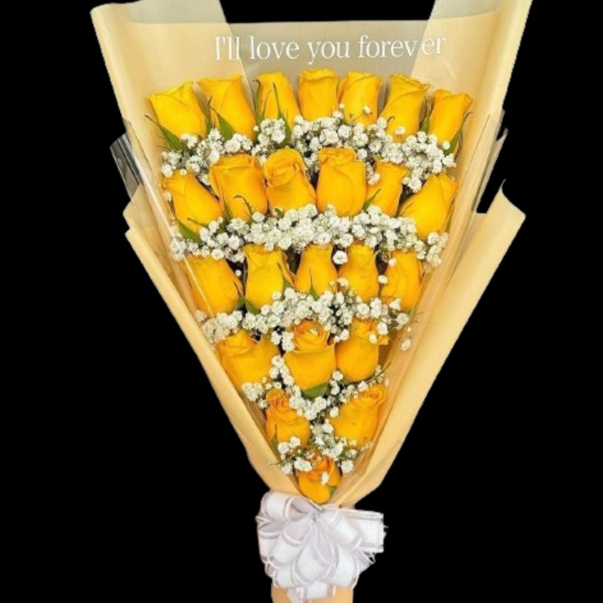 GENERICO - Ramo Alargado de 24 Rosas Amarillas con Ilusion