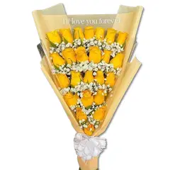 GENERICO - Ramo Alargado de 24 Rosas Amarillas con Ilusion