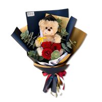 Bouquet de Peluche de Graduación con 3 Rosas
