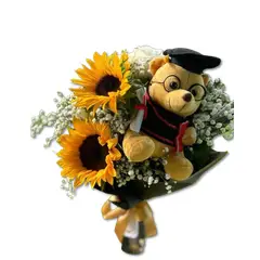 GENERICO - Bouquet de Peluchito de Graduación con 2 Girasoles
