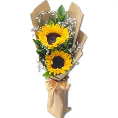 GENERICO - Ramo Alargado de 2 Girasoles en Papel Kraft