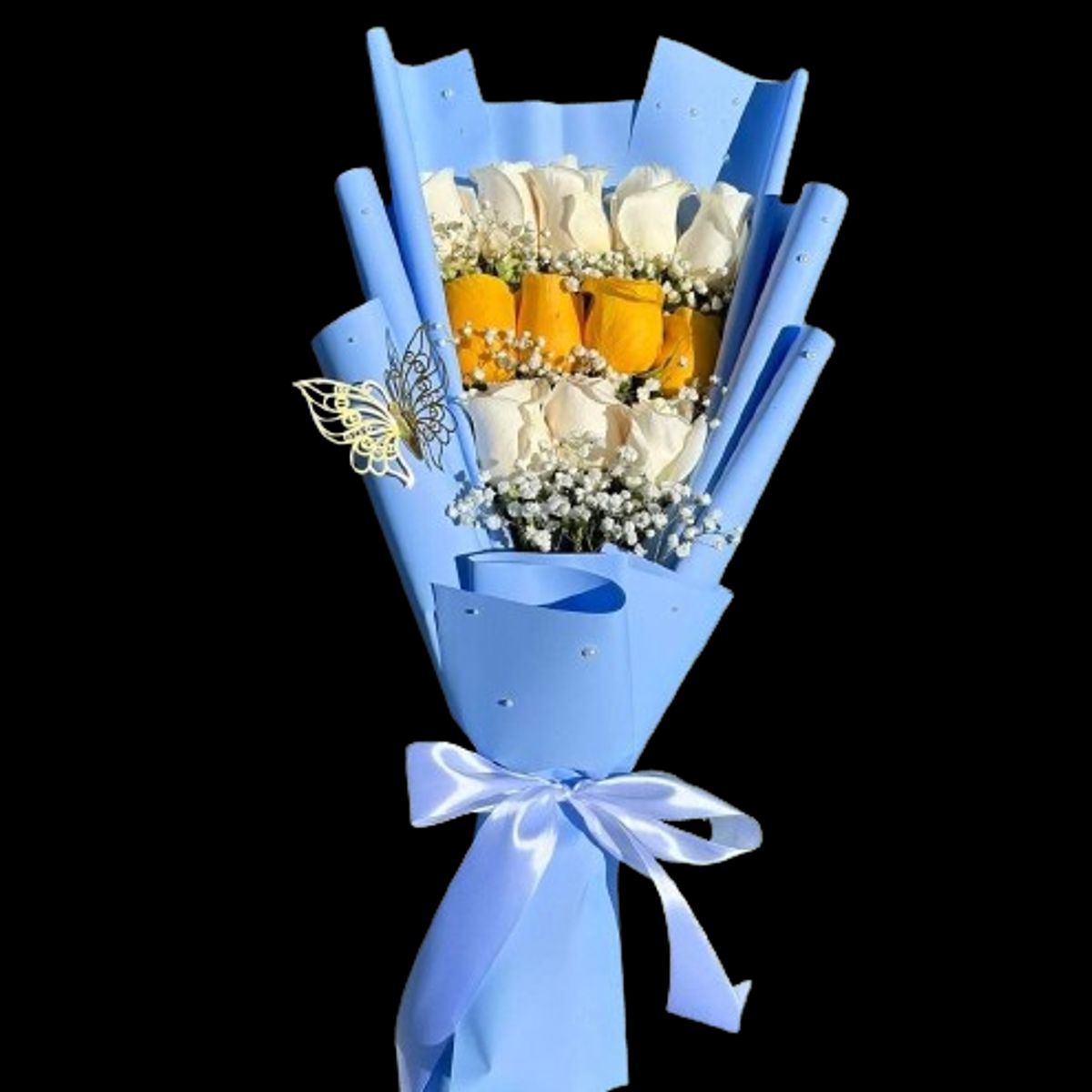 GENERICO - Ramo Alargado de 12 Rosas Blancas y Amarillas